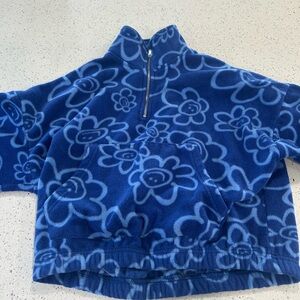 Blue Floral smiley Pullover